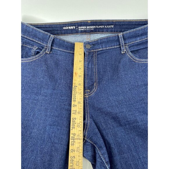 Old Navy Super Skinny Mid-Rise Women's Jeans Size 16 Regular Dark Wash Stretch - Picture 9 of 12